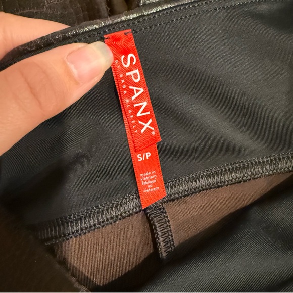 Spanx Faux Leather Croc Leggings Shiny Compression Tights High Rise Small Womens - Picture 7 of 8